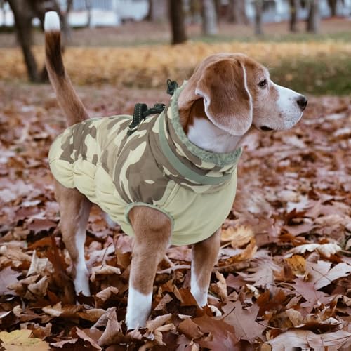 Lelepet Warm Dog Winter Coat Dog Coats for Small Dogs Waterproof Dogs Jacket with Harness Built in Reflective Cold Weather Coats Windproof Zip-Up Winter Fleece Vest Snowsuit Chihuahua Desert Camo - color: Desert Camo, size: X-Small