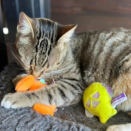 Pounce & Purr® Plush Cat Toys, Catnip & Silvervine Infused, Shiny Iridescent Accents, Interactive Play Toys for Cats & Kittens (Crab) - color: Crab