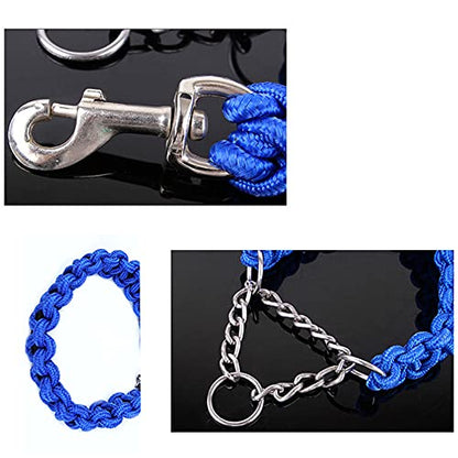 Love Dream Dog Collar and Leash Set, Heavy Duty Nylon Braided Rope Strong 4 FT Dog Leash and Martingale Training Collar for Small Medium Large Dogs Training and Walking (Blue) - color: Blue, size: Medium (Thick 1.5cm)