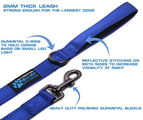 Max and Neo Reflective Nylon Dog Leash - We Donate a Leash to a Dog Rescue for Every Leash Sold (Blue, 6 FT) - color: BLUE, size: 6 FT x 1" Wide
