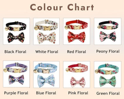 Personalized Cat Collar with Engraved Name and Phone Number - Customizable Kitten Collars for Girls (Floral Collar) - color: Floral Collar