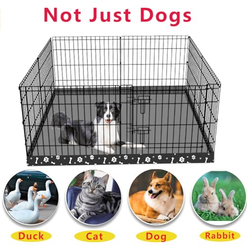 Dog Playpen Square Bottom Pad Fits for 48 Inch 8 Panels Metal Exercise Pet Playpen, Dog Crate Pad Puppy Playpen Pad, Elastic Buckles Connections.(Note: Playpen Not Included) -Black - color: Black