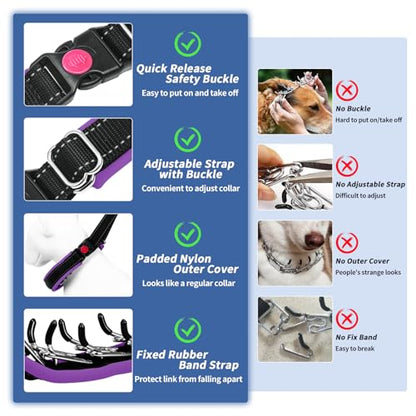 Martingale No Pull Dog Collar - Heavy Duty Nylon With Buckle, Adjustable Anti Pull Reflective Slip for Large Medium Small Dog Training Walking S Purple - color: Black Purple, size: S (11"-15" Neck, 1" Wide)