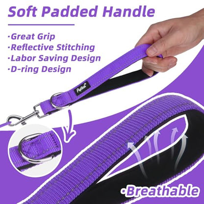 PUPTECK Chew Proof Dog Leash with Detachable Short Leashes Padded Handle Reflective, Heavy Duty Steel Cable Lead for Small Medium Large Dogs Training Walking, Purple 4.9ft - color: Purple