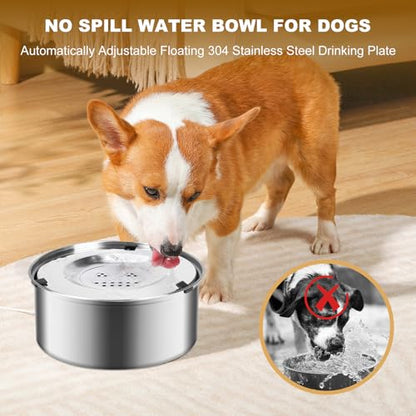 3L/101oz Dog Water Bowl No Spill, No Spill Water Bowl for Dogs|Spill Proof, Stainless Steel Slobber Stopper for Messy Drinkers, Small Medium & Large Dogs