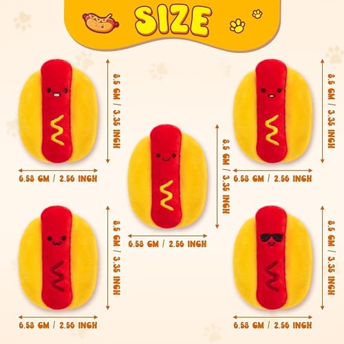 Hot Dog Catnip Stuffed Toys for Cats - 5Pcs Pet Days Funny Kitten Toys Indoor Yellow Interactive Pet Supplies, Kitten Chew Bite Tools Cat Lovers Gifts, Organic Eco-Friendly Birthday Present - style: Funny Hotdog