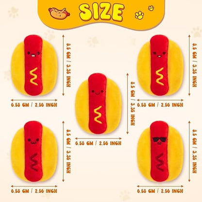 Hot Dog Catnip Stuffed Toys for Cats - 5Pcs Pet Days Funny Kitten Toys Indoor Yellow Interactive Pet Supplies, Kitten Chew Bite Tools Cat Lovers Gifts, Organic Eco-Friendly Birthday Present - style: Funny Hotdog