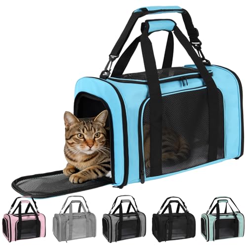 Pet Carriers Soft-Sided Airline Approved Carrier Bag for Small Cats Dogs (Medium,Blue) - color: blue, size: 17.0"L x 11.0"W x 11.0"H