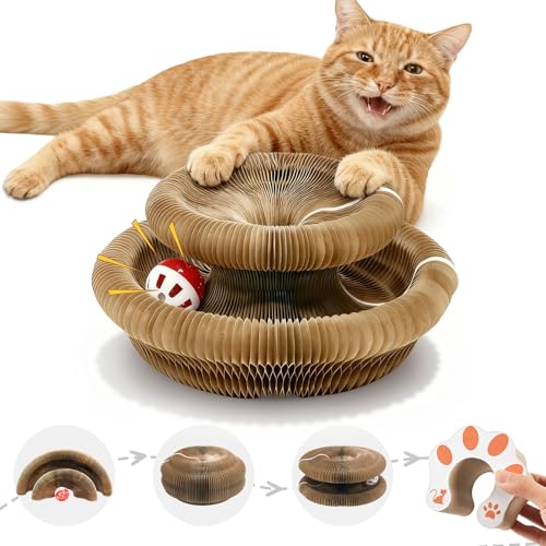 SEPAZON Kitlty Cat Toys Kurliz Cat Scratcher, Magic Organ Cat Scratching Board, Recyclable Cardboard Scratch Pad for Bored Indoor Cats Accordion Interactive Toys for Pet Claw Care