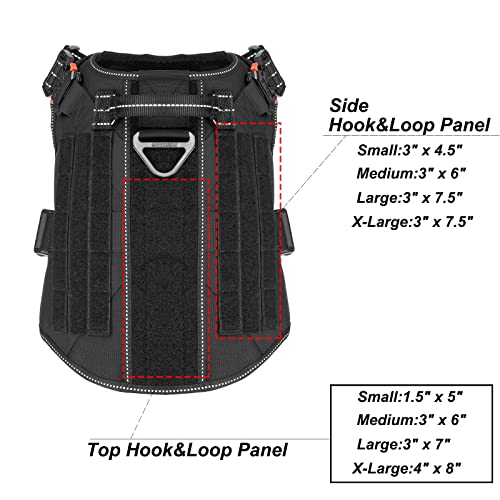 ICEFANG Tactical Dog Harness, X-Large Size,2X Metal Buckle,Working Dog MOLLE Vest with Handle,No Pulling Front Leash Clip,Hook and Loop Panel (Black,XL (Pack of 1)) - color: Black, size: X-Large (Pack of 1)