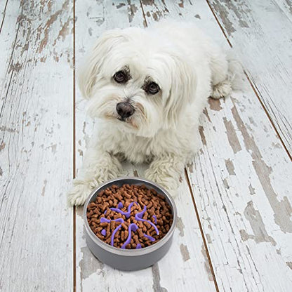 Jaoul Slow Feeder Dog Bowls Insert, Puzzle Slow Feeder Insert with 21 Octopus Suction Cups for Small Breed Dog Food Bowls (4 inch, Purple) - color: Purple, size: Small(4inch)