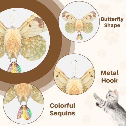 Walfront Interactive Cat Wand Toy with Butterfly, Telescopic Fishing Rod Design, Realistic and Lively for Indoor Cats and Kittens, Fun for Multi-Cat Households and Engaging Daily Play
