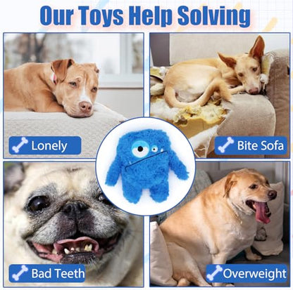 Plush Squeaky Dog Toy, Crinkle Stuffed Dog Toy Keep Them Busy Tug of War Birthday Dog Chew Toy for Small Medium Large Dogs (Blue) - color: Blue