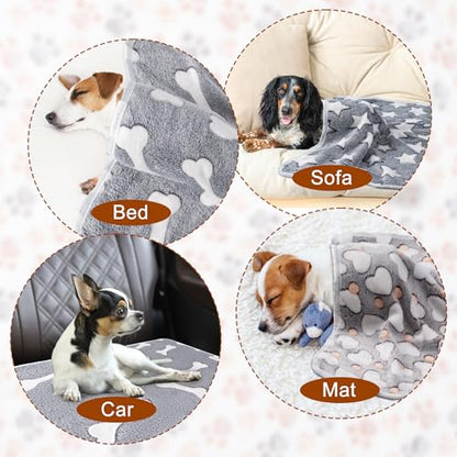 1 Pack 3 Blankets Super Soft Fluffy Premium Fleece Pet Blanket Flannel Paw Printed Throw for Dog Puppy Cat (Medium 30x20'', Star, Bone, Love) - color: Stars, Bone, Love, size: 30x20 inch(Pack of 3)