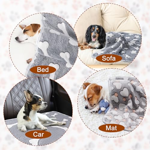 1 Pack 3 Blankets Super Soft Fluffy Premium Fleece Pet Blanket Flannel Paw Printed Throw for Dog Puppy Cat (Large 41x31'', Star, Bone, Love) - color: Stars, Bone, Love, size: 41x31 inch(Pack of 3)