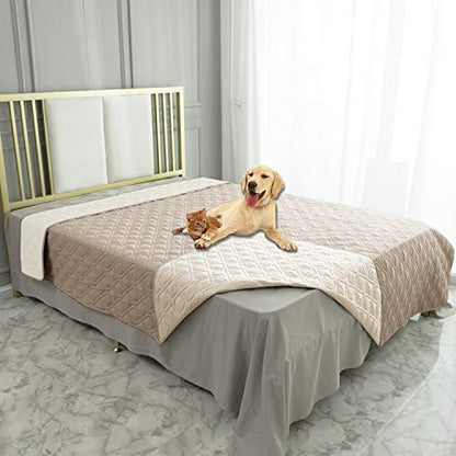 Ameritex Waterproof Dog Bed Cover Pet Blanket for Furniture Bed Couch Sofa Reversible - color: Cream+beige, size: 30x53 Inch (Pack of 1)