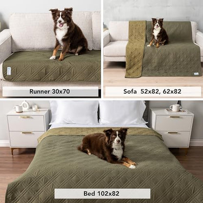 PetAmi Waterproof Dog Blanket Furniture Cover Protector - color: Olive Green, size: 68 x 82 Inches