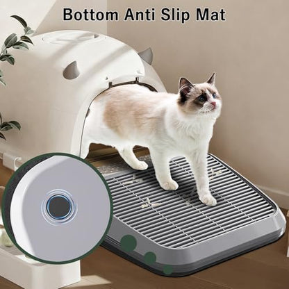 Litter Box Step Washable Cat Litter Catcher Double Layer with Filter Function, Elevated Waterproof Kitty Litter Box Ramp Mat, Easy to Clean, Sturdy Indoor Pedal Stool Ideal for Kitten & Elderly Cats