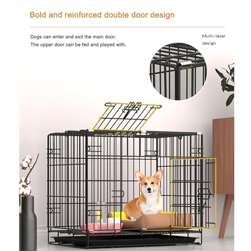 Dog Crate, 2 Doors Folding Mental Wire Dog Cage Training Kennel, with Removable Tray, Suitable for Small and Medium Dogs (Size : 50x32x38cm) - size: 19.6"L x 12.5"W x 14.9"H