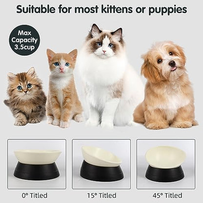 Bulldog Bowl Anti-Slip Dog Cat Dish Detachable Rubber Dog Bowl Pet Sterile Tilted Pet Feeder Slope Base (Black, 3.5 Cup (Medium/Large Dog)) - color: Black, size: 3.5 Cup ( Medium/Large Dog )