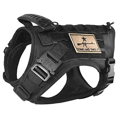 Tactical Service Dog Vest Harness K9 Military Molle Dog Vest for Outdoor Training Wear-Resisting Pet Harness with Rubber Handle & Metal Buckle - color: Black, size: Medium (Pack of 1)