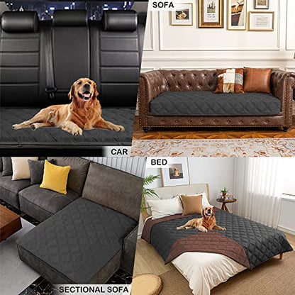 SUNNYTEX Waterproof & Reversible Dog Bed Cover Pet Blanket Sofa, Couch Cover Mattress Protector Furniture Protector for Dog, Pet, Cat (30"*70",Chocolate/Dark Grey)