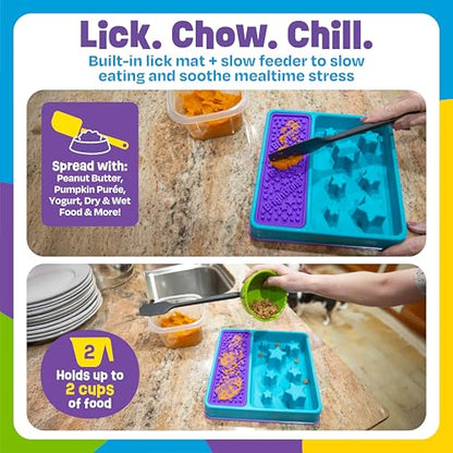 Brightkins Square 2-in-1 Slow Feeder Bowl and Lick Mat - Slow Feeder Dog Bowls, Dog Bowls for Fast Eaters, Interactive Puppy Bowl, Cat Food Puzzle, Puzzle for Dogs, Pet Dishwasher Safe Lick Mat - style: Slow Feeder & Lick Mat