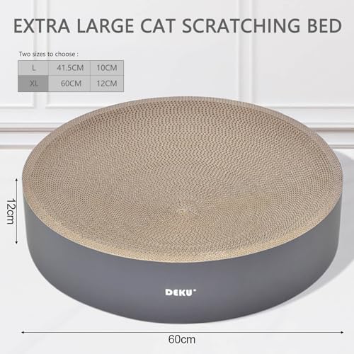 2 in 1 Round Cat Scratching Board, Cardboard Cat Scratcher for Indoor Cats, Corrugated Cat Scratch Pad for Grinding Claws and Rest (23.6") - size: L (23.6''x 23.6"x4.7")