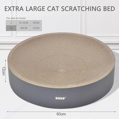 2 in 1 Round Cat Scratching Board, Cardboard Cat Scratcher for Indoor Cats, Corrugated Cat Scratch Pad for Grinding Claws and Rest (23.6") - size: L (23.6''x 23.6"x4.7")