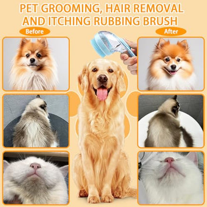 7 PCS Pet Bath Brush Set, Dog Bath Brush with Shampoo Dispenser, Cat Chin Cleaning Brush, Dog Toothbrush, Adjustable Glove Massage Brush, Pet Scrubber for Bathing Long Short Haired Dogs Cats (Yellow) - color: Yellow