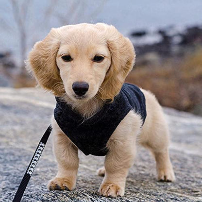 Gooby Fleece Vest Dog Sweater - Black, X-Small - Warm Pullover Fleece Dog Jacket with O-Ring Leash for Small to Medium Dogs - color: Black, size: X-Small (Around 4-lb)