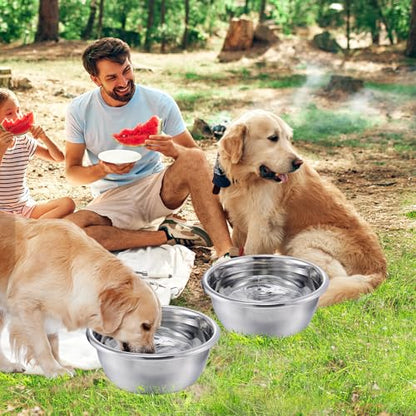 2Pcs 1.3 Gallons Large Dog Bowls - Food Grade Stainless Steel Metal Water Bowl, Ample Capacity & Easy to Clean Food Bowls for Large X-Large Dogs Indoor Outdoor - size: 1.3 Gallons