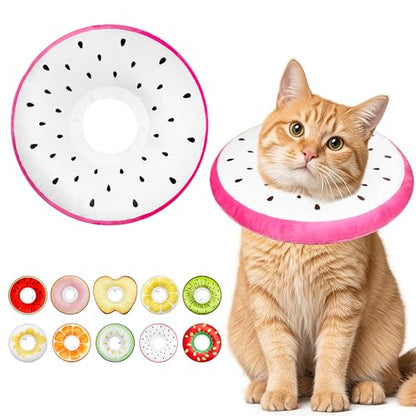 Cat Cone Collar Soft, Adjustable Cat Recovery Cone to Stop Licking, Cute Kitten Donut Collar After Surgery, Elizabethan Collars for Kittens, Lightweight Cats Neck Cones (Dragonfruit, Medium) - color: Dragonfruit, size: Medium