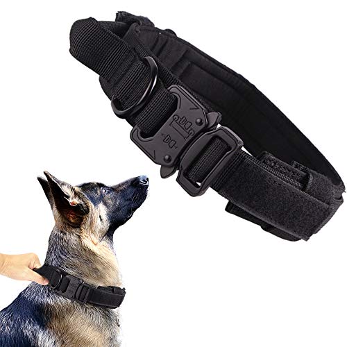 Tactical Dog Collar Adjustable Military Nylon Dog Collar with Control Handle and Heavy Duty Metal Buckle for Medium and Large Dogs (Black,S) - color: Black, size: Small (Pack of 1)