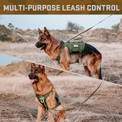 Dog Harness Medium Sized,Tactical Dog Harness with Handle,No Pull Military Style Service Dog Vest with Pockets Adjustable for Medium Large Dogs,Green,Chest 22-35" - color: Green, size: M:Chest 22-35",Fit 30-80lbs