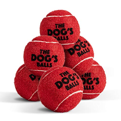 The Little Dog’s Balls Dog Tennis Balls for Small Dogs & Puppies, Red, 6-Pack - Non-Abrasive Felt Fetch Balls, Tough Rubber Core, Float in Water - color: Red, size: 6 Small Tennis Balls