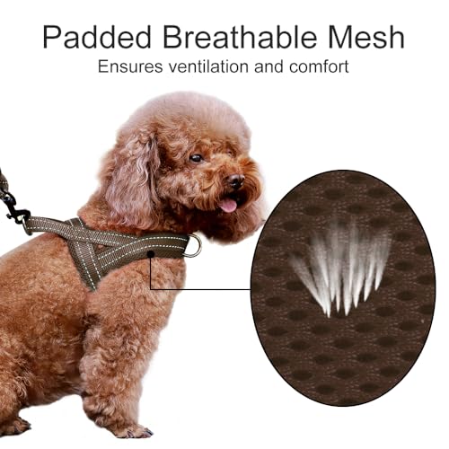 Plutus Pet No Pull Dog Harness with Breathable Mesh Padded, Adjustable Reflective Escape Proof Dog Harness, Quick Fit Dog Vest Harness for Small Medium Large Dogs(XXS, Chocolate) - color: Chocolate, size: XXS: chest 11.8"-15"