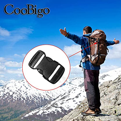 CooBigo 10 Pack 1-1/4" Plastic Side Release Buckles Dual Adjustable Outdoor Camping Tactical Backpack Belt Strap Webbing Bag Hardware Accessories 1-1/4" Dual Release Buckle Black - color: C#: 1-1/4"(10pcs)