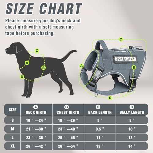Tactical Dog Harness Medium Sized Dog,No Pull Military Dog Vest with Handle,Reflective Heavy Duty Pet Harness for Walking Hiking Training Gray M - color: Gray, size: Medium