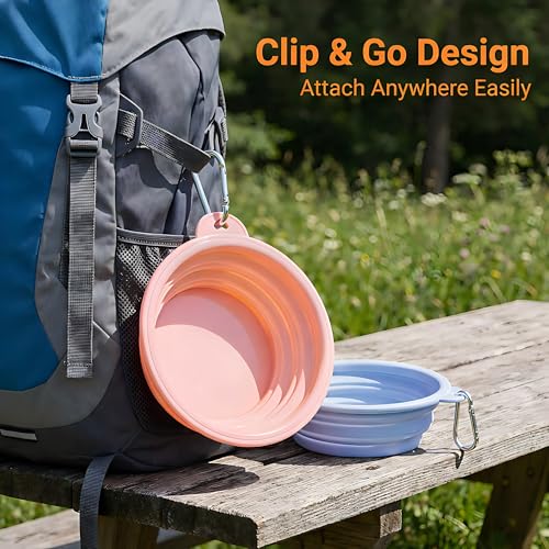 Collapsible Dog Bowls 2-Pack, Portable Travel Dog Bowl with Carabiner, Food-Grade BPA-Free Silicone Pet Food & Water Bowl for Dogs & Cats, Hiking Walking Camping (Yellow and Light Green) - color: Yellow and light green