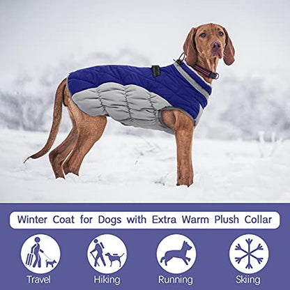 FUAMEY Dog Coat for Small Dogs,Waterproof Dog Winter Jacket with Harness Built in Puppy Cold Weather Coats Reflective Pet Vest with Zipper Warm Fleece Dogs Snowsuit Windproof Blue XS - color: Blue, size: XS(chest:14in)