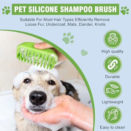 Dog Shampoo Brush & Dog Shower Brush, Upgraded Pet Grooming Bath Brush with Soft Silicone Bristles, Adjustable Handle Massage Comb for Long & Short Hair Dogs and Cats - color: Pet Silicone Shampoo Brush
