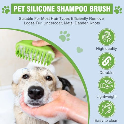 Dog Shampoo Brush & Dog Shower Brush, Upgraded Pet Grooming Bath Brush with Soft Silicone Bristles, Adjustable Handle Massage Comb for Long & Short Hair Dogs and Cats - color: Pet Silicone Shampoo Brush
