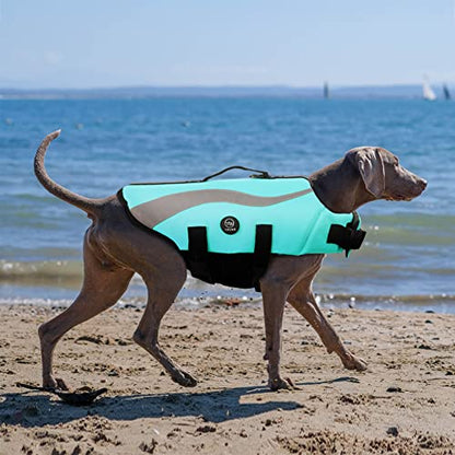 EMUST Dog Life Vests, Adjustable Dog Life Jackets for Small Dogs with Enhanced Buoyancy, Small Swim Vest with Durable Rescue Handle, Turquoise,XS - color: Turquoise, size: XS