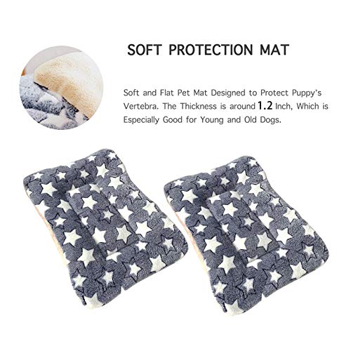 2 Pcs Pet Bed Mats. Ultra Soft Pet (Dog/Cat) Bed with Cute Prints. Reversible Faux Lambswool Kennel Pad for Medium Small Dogs and Cats. Machine Washable Pet Bed. - size: 31.5"l X 22.4"w X 1.2"th