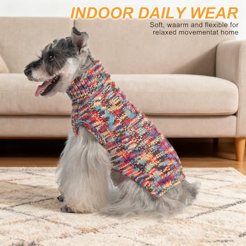 BEAUTYZOO Small Dog Sweater -Turtleneck Pullover Classic Cable Knit Fuzzy Winter Coat Dog Cold Weather Clothes for Small Medium Dogs Puppy Girl Boys(Multi-Black, M) - color: Multi-Black, size: M (Back: 16", Chest: 21", Neck: 13")