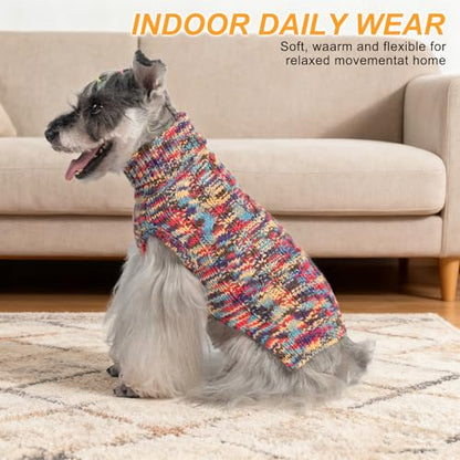 BEAUTYZOO Small Dog Sweater -Turtleneck Pullover Classic Cable Knit Fuzzy Winter Coat Dog Cold Weather Clothes for Small Medium Dogs Puppy Girl Boys(Multi-Black, M) - color: Multi-Black, size: M (Back: 16", Chest: 21", Neck: 13")