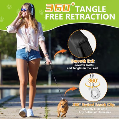 Retractable Dog Leash, 16ft Dog Walking Leash for Small Dogs up to 77lbs, Non-Slip Handle - Black - color: Black