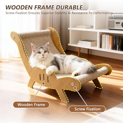Large Sisal Cat Scratcher–Indoor Cat-Specific Bed & Scratching Pad Combo Lounger,Durable Scratching Mat,Non-Shedding Material