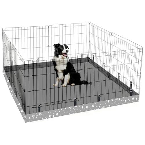 Dog Playpen Square Bottom Pad Fits for 48 Inch 8 Panels Metal Exercise Pet Playpen, Dog Crate Pad Puppy Playpen Pad, Elastic Buckles Connections.(Note: Playpen Not Included) -Gray - color: Gray